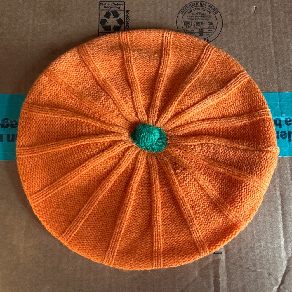 Chic Wish Halloween Pumpkin Knit Beret Hat Women